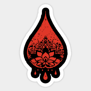 Spiritual Lotus Droplet Vintage Meditative Art Sticker